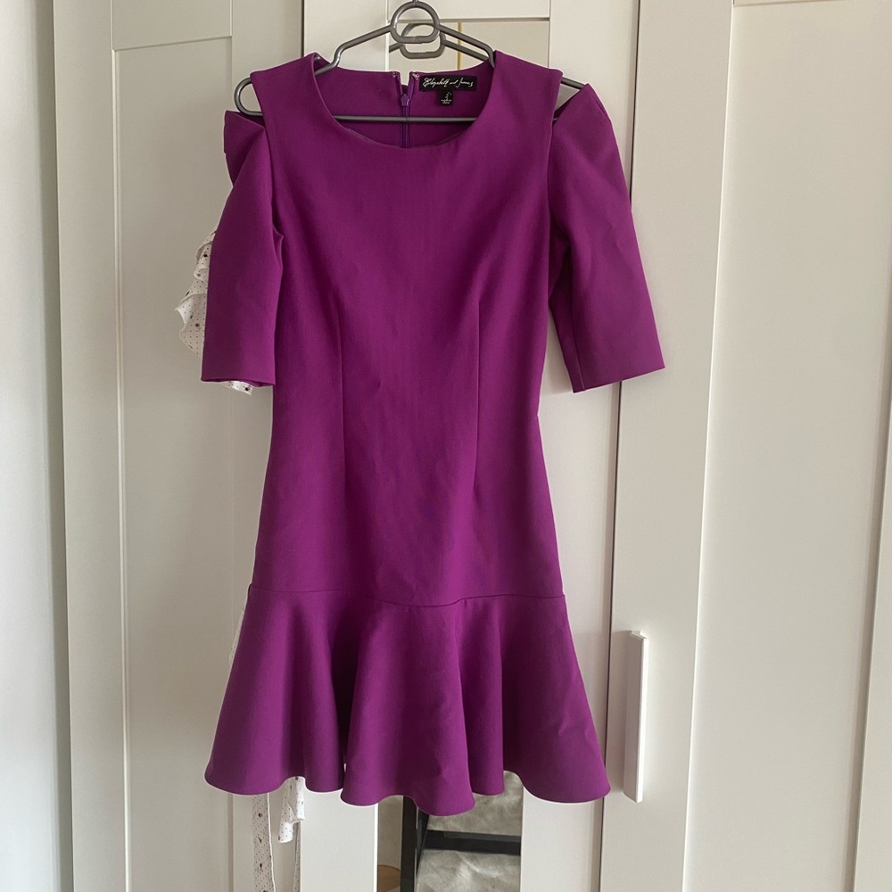 Elizabeth and James Purple cut out Shoulder Mini Dress